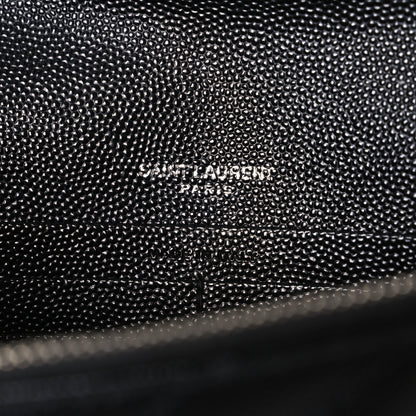 Saint Laurent Grain De Poudre Matelasse Chevron Monogram Envelope Chain Wallet Black 6 of 10
