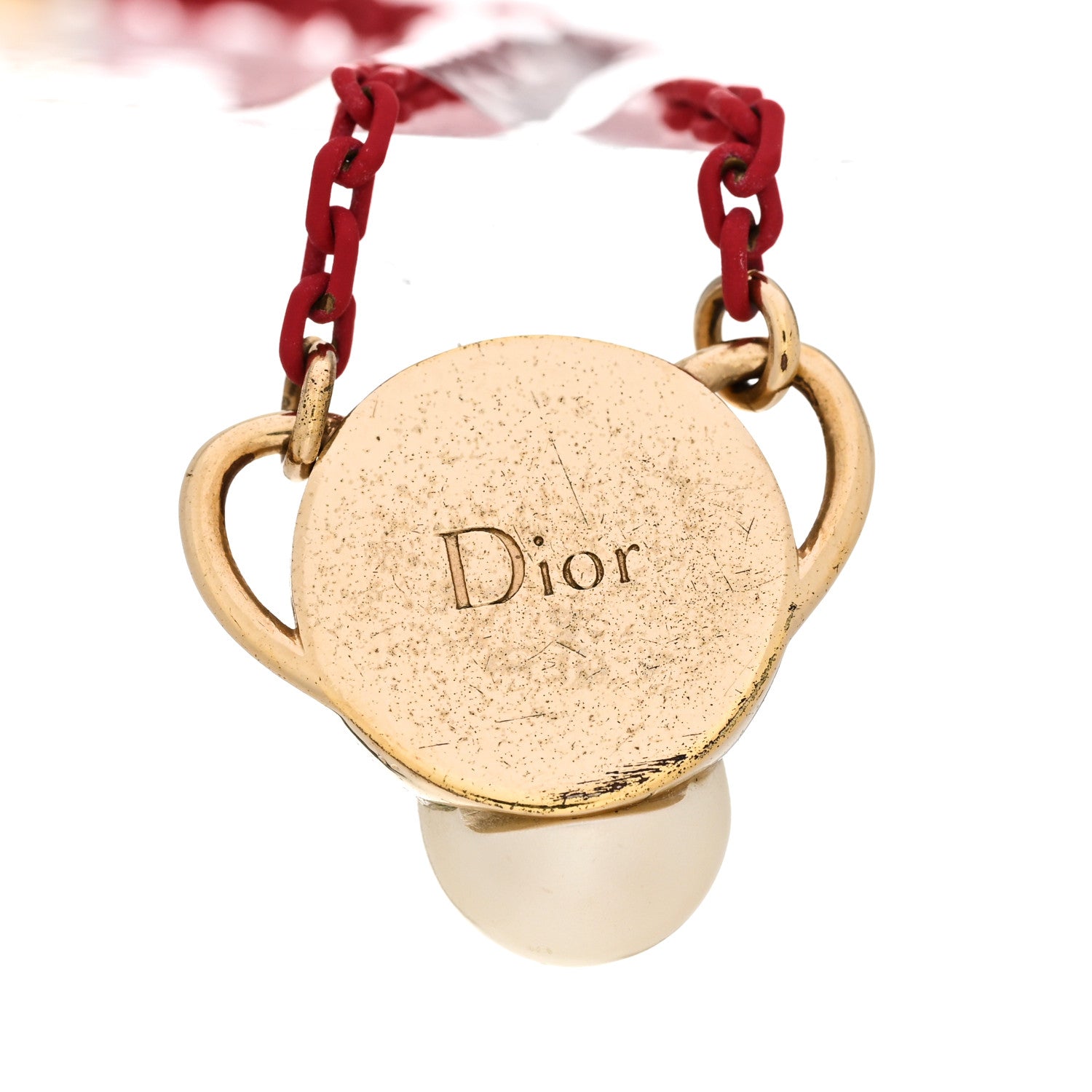 Christian Dior Crystal Pearl Diorelita Chinese New Year Monkey Bracelet Red 5 of 6