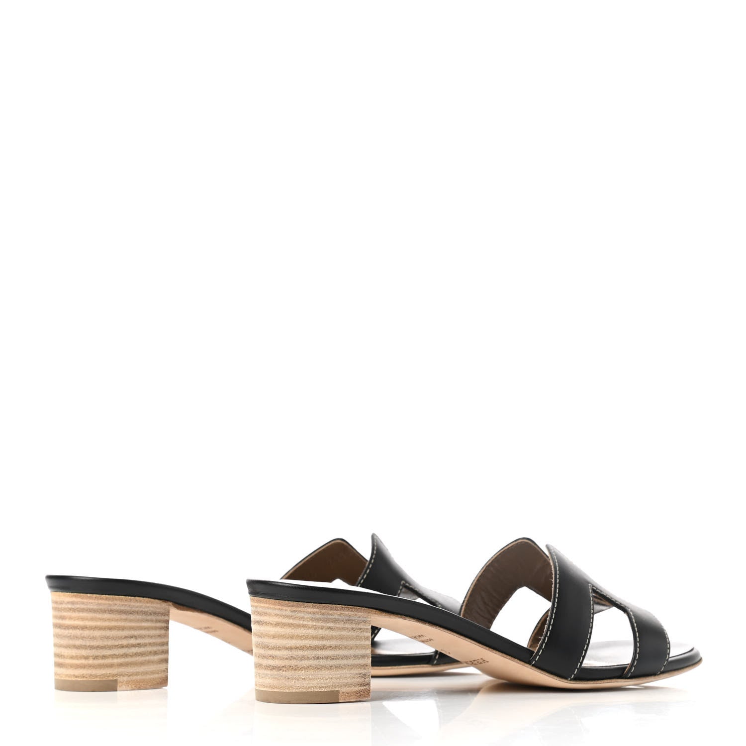 Hermes Calfskin Oasis Sandals 37 Black 4 of 8