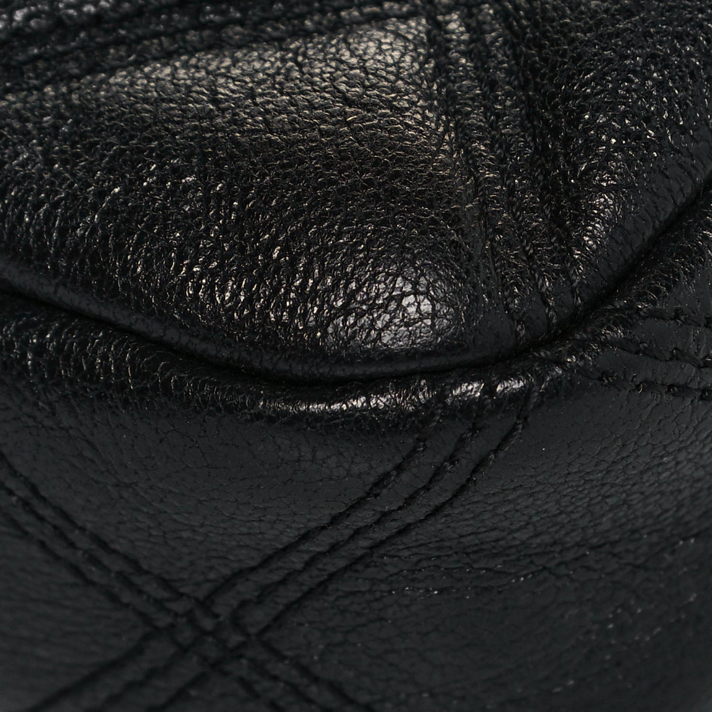 Grained Lambskin Quilted Mini Becky Double Zip Bag Black