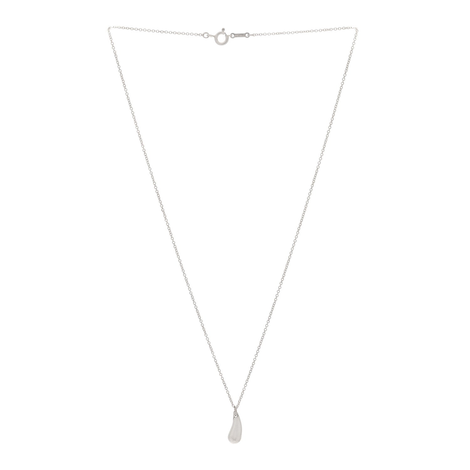 Tiffany Sterling Silver 12mm Elsa Peretti Teardrop Pendant Necklace 3 of 5