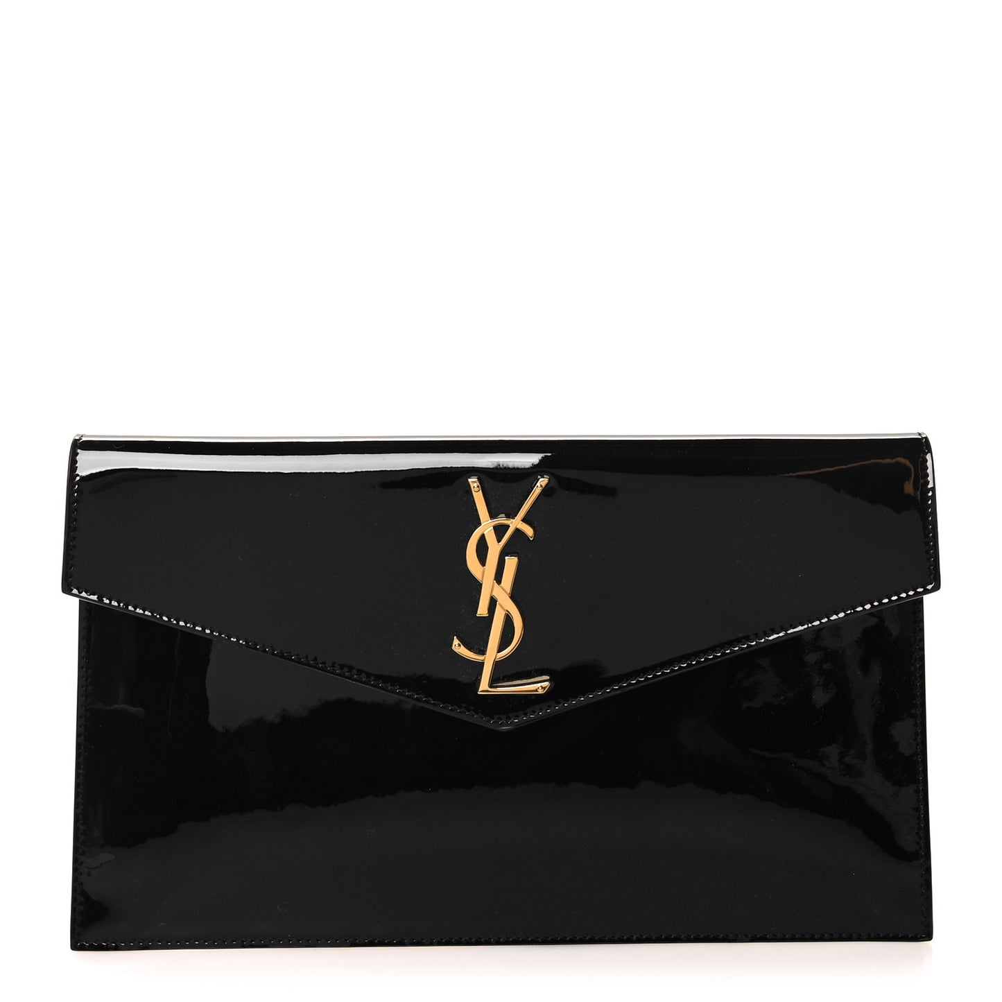 Patent Calfskin Monogram Uptown Clutch Black