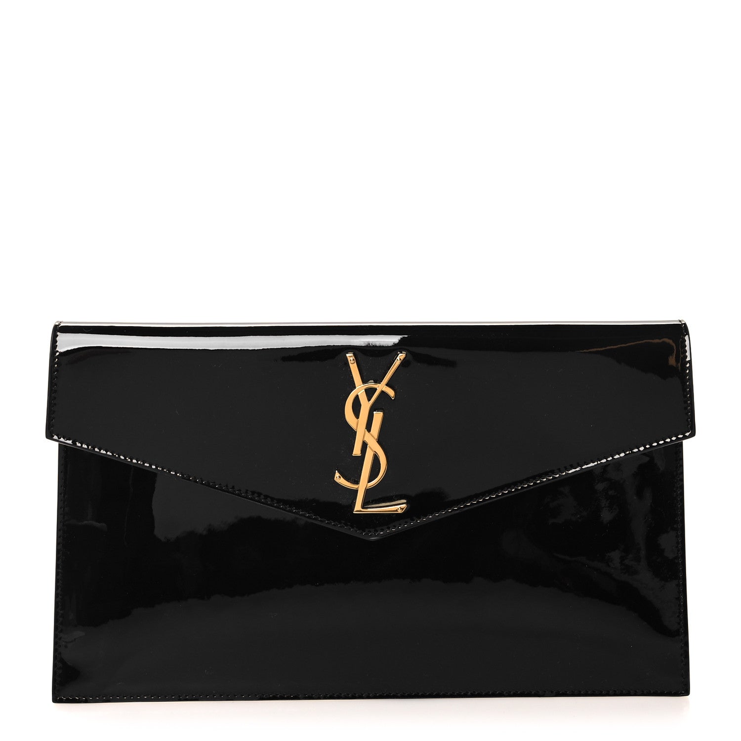 Saint Laurent Patent Calfskin Monogram Uptown Clutch Black 1 of 11