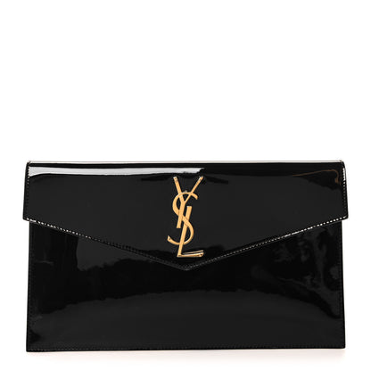 Saint Laurent Patent Calfskin Monogram Uptown Clutch Black 1 of 11