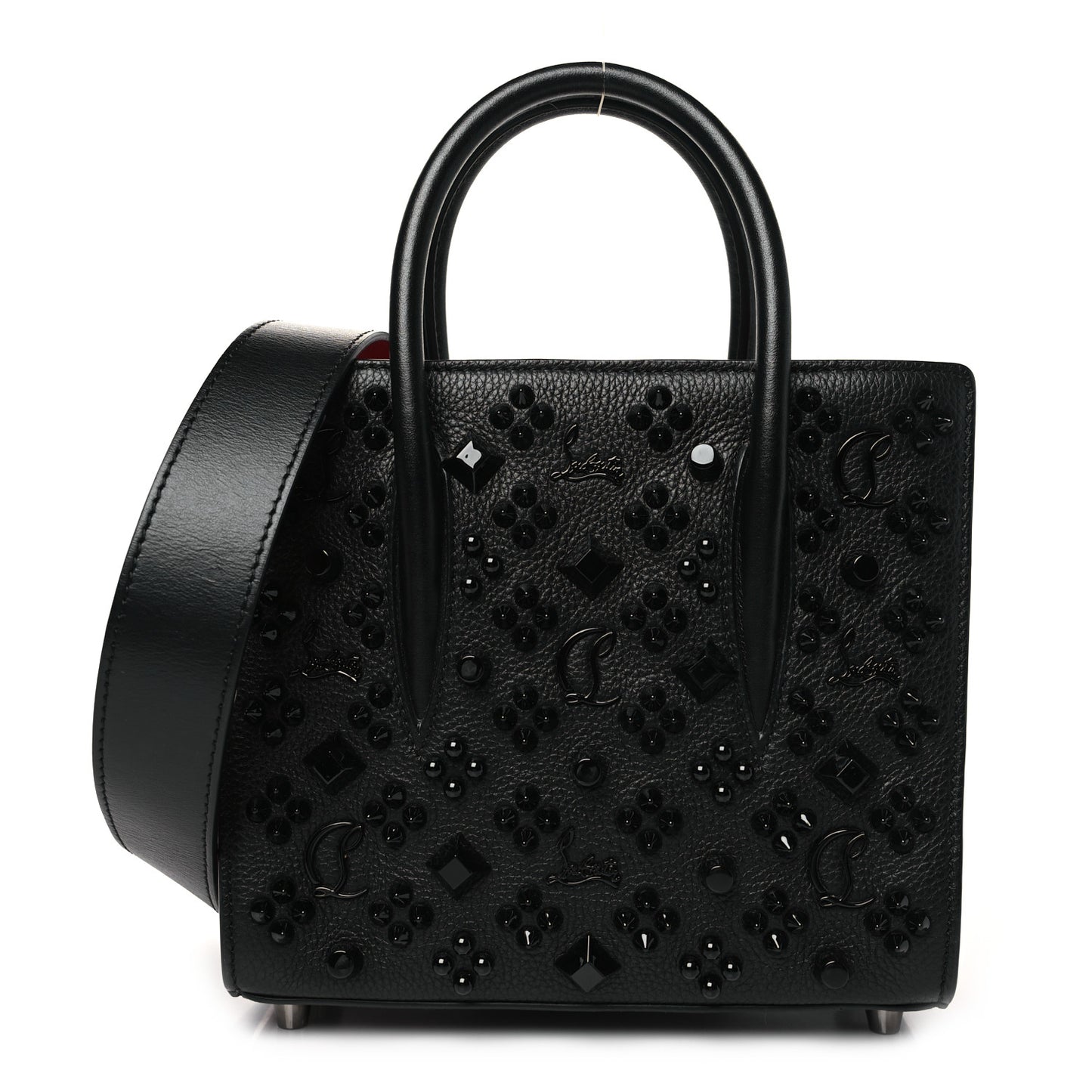 Calfskin Spikes Loubinthesky Mini Paloma Black