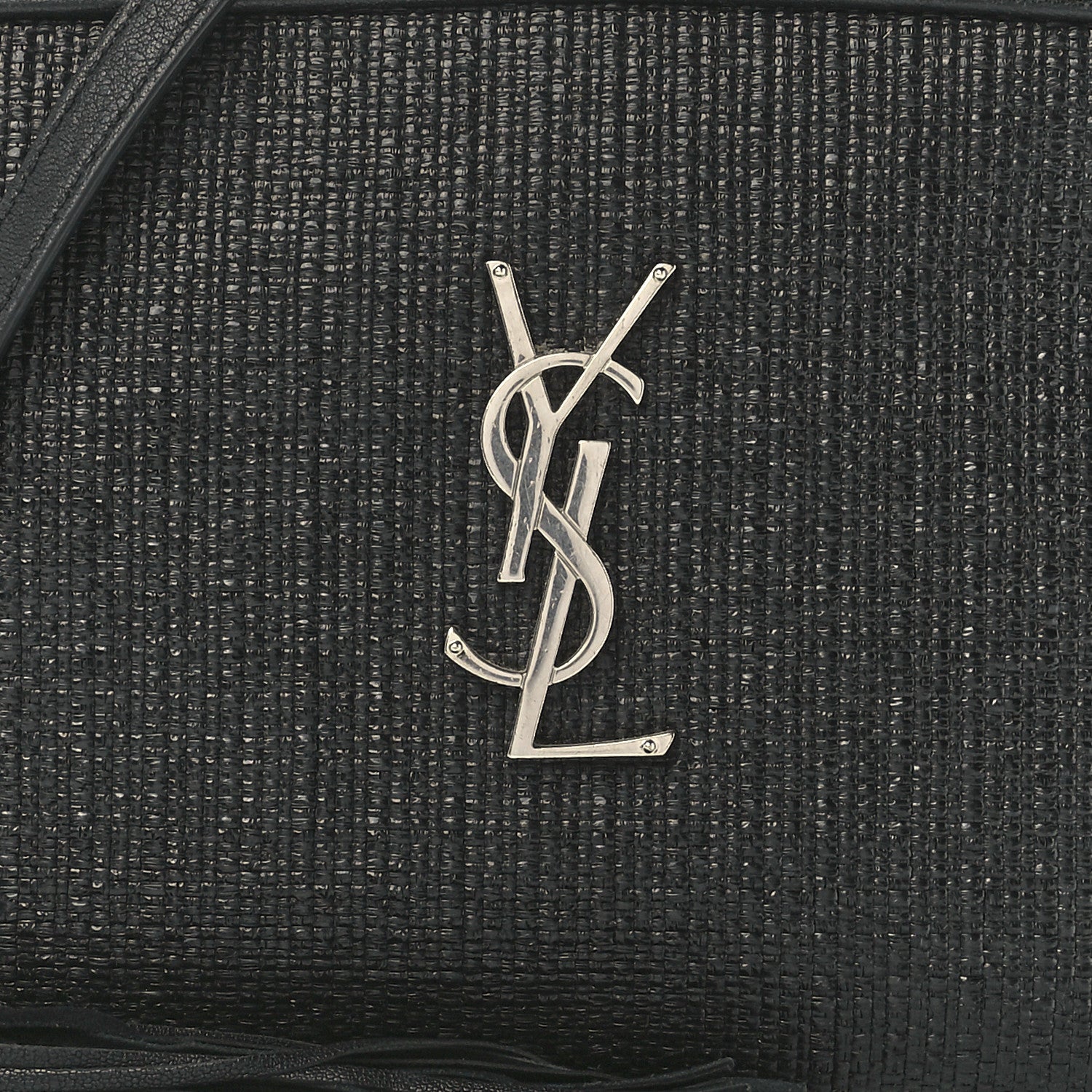Saint Laurent Raffia Canvas Monogram Lou Camera Bag Black 8 of 11