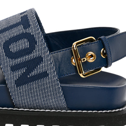 Louis Vuitton Monogram Denim Paseo Flat Comfort Sandals 37 Navy Blue 10 of 10