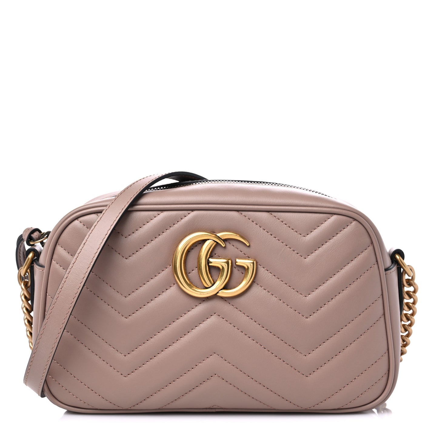 Calfskin Matelasse Small GG Marmont Chain Shoulder Bag Porcelain Rose