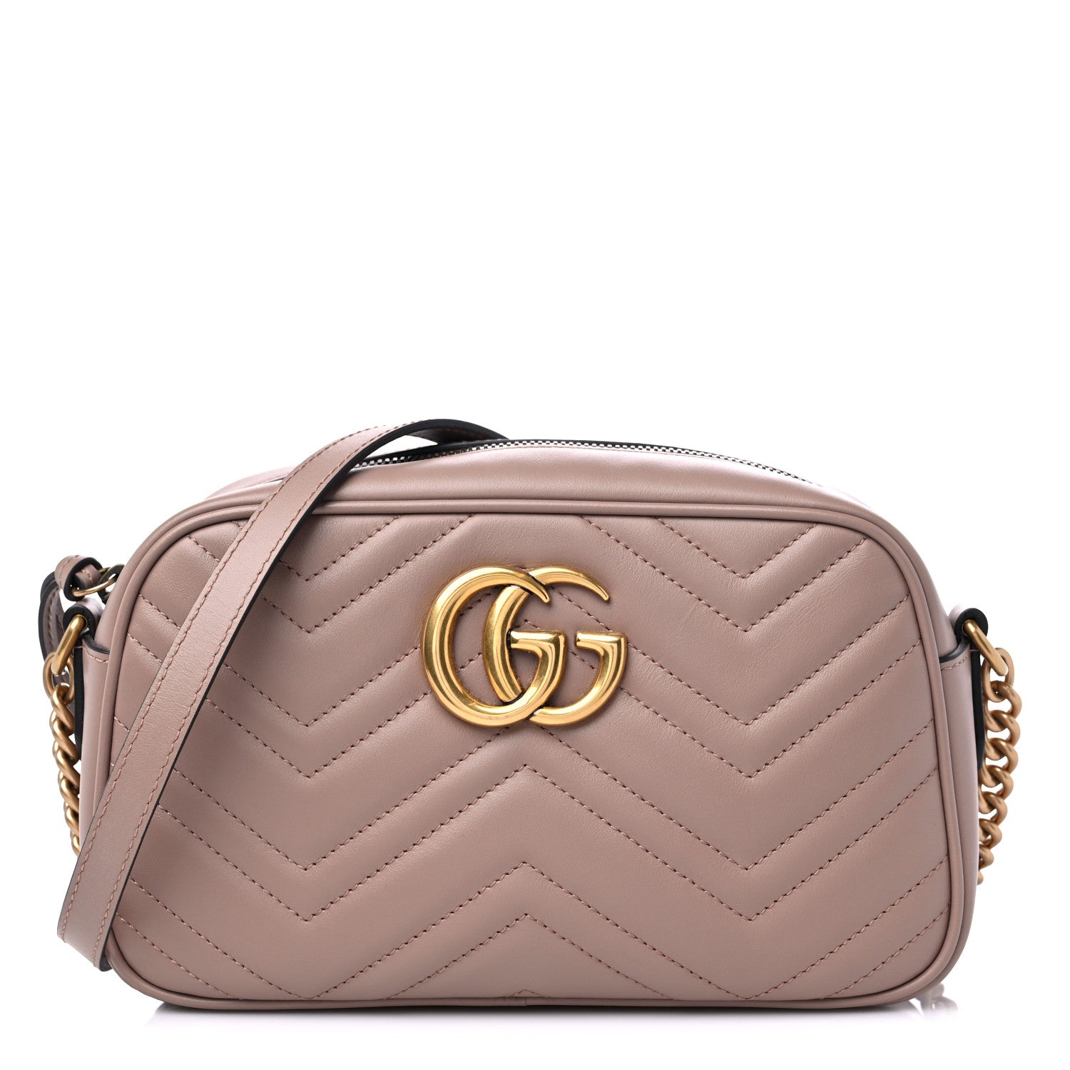 Gucci Calfskin Matelasse Small GG Marmont Chain Shoulder Bag Porcelain Rose 1 of 9