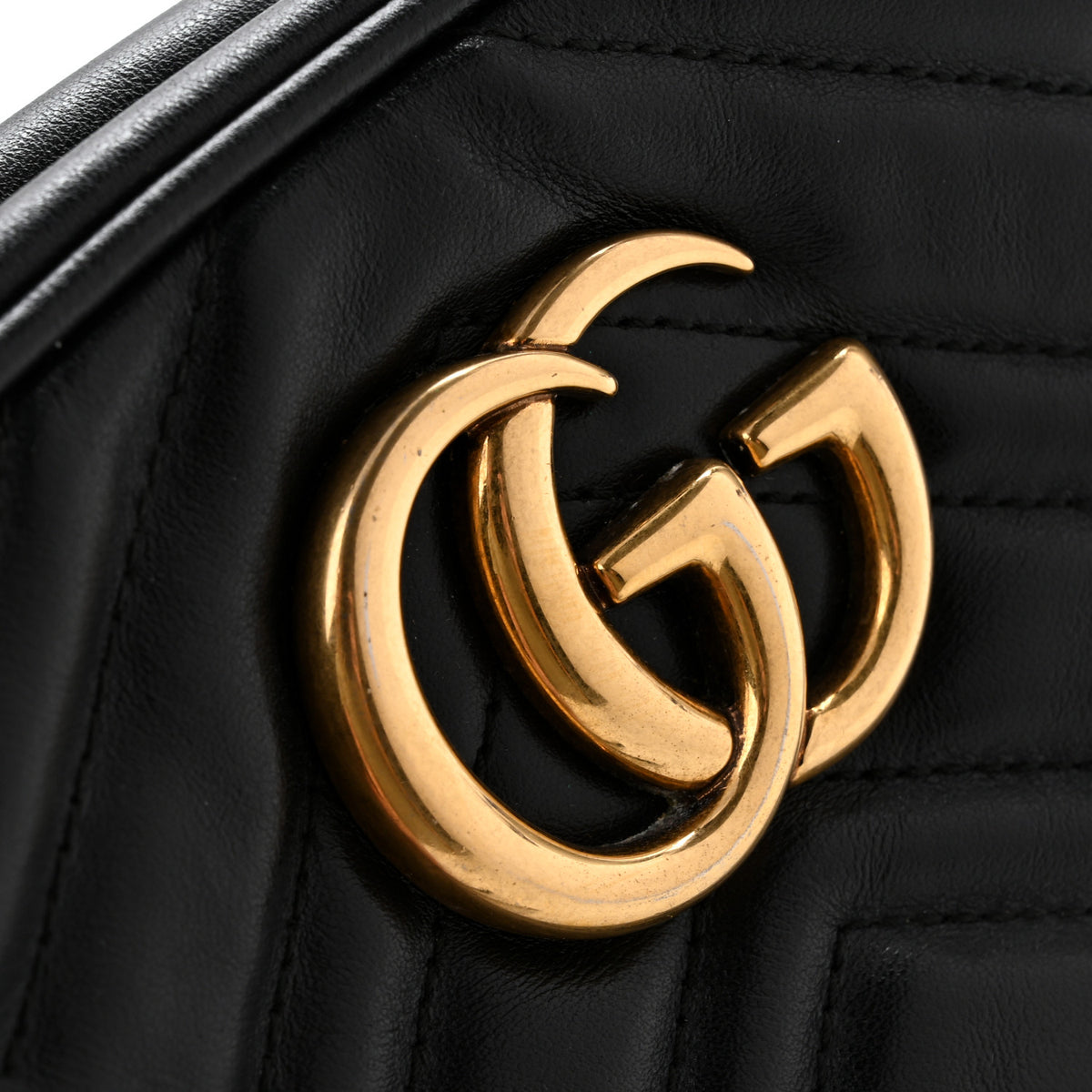 Gucci Calfskin Matelasse Small GG Marmont Chain Shoulder Bag Black 10 of 11