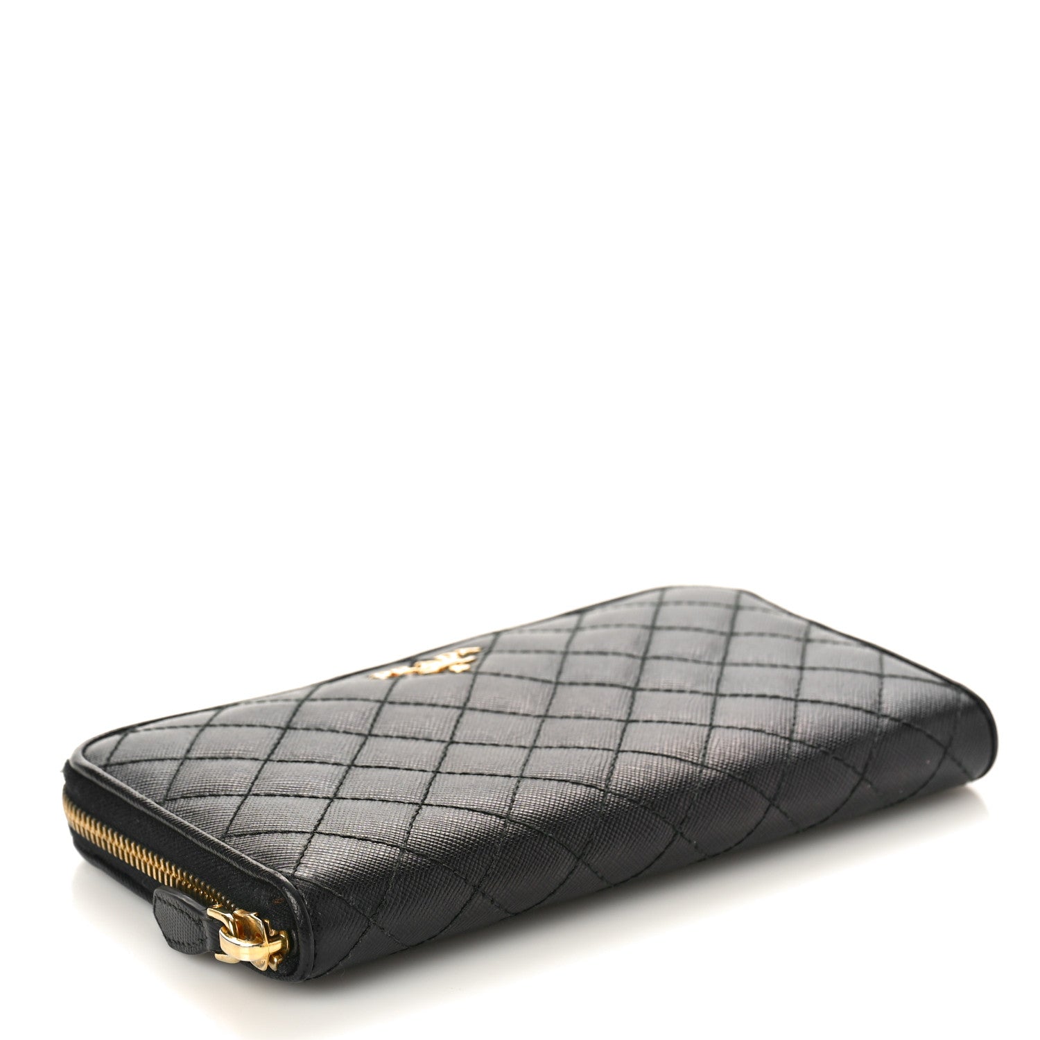 Prada Saffiano Quilted Zip Around Wallet Black 4 of 9
