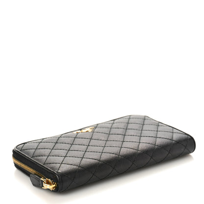 Prada Saffiano Quilted Zip Around Wallet Black 4 of 9