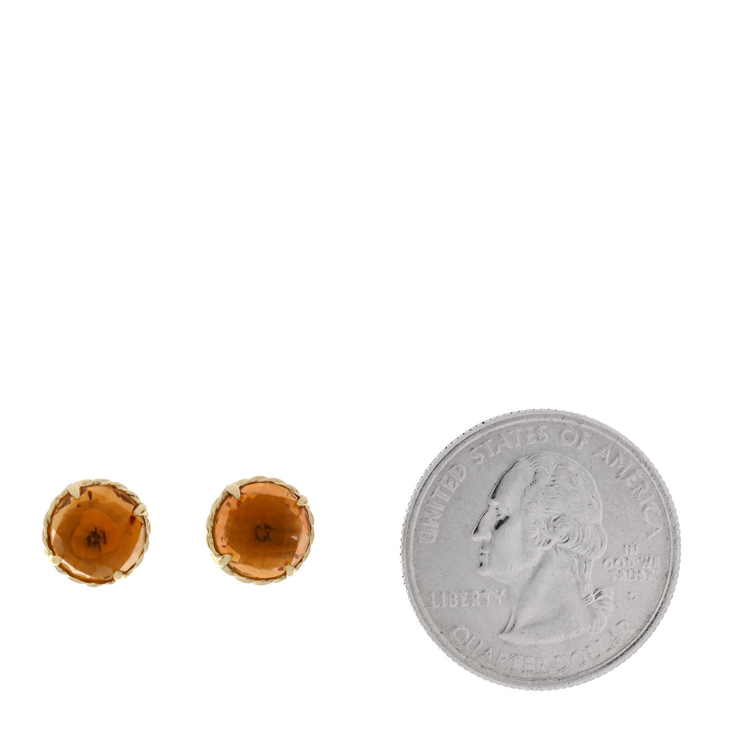 David Yurman 18K Yellow Gold Citrine 8mm Chatelaine Earrings 2 of 4