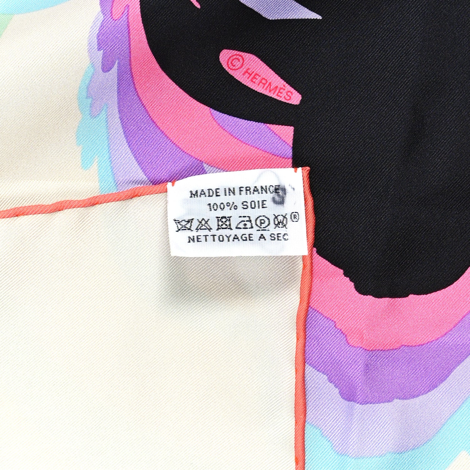 Hermes Silk Brides De Gala Shadow Scarf 90 Creme Black Rose Fluo 3 of 3