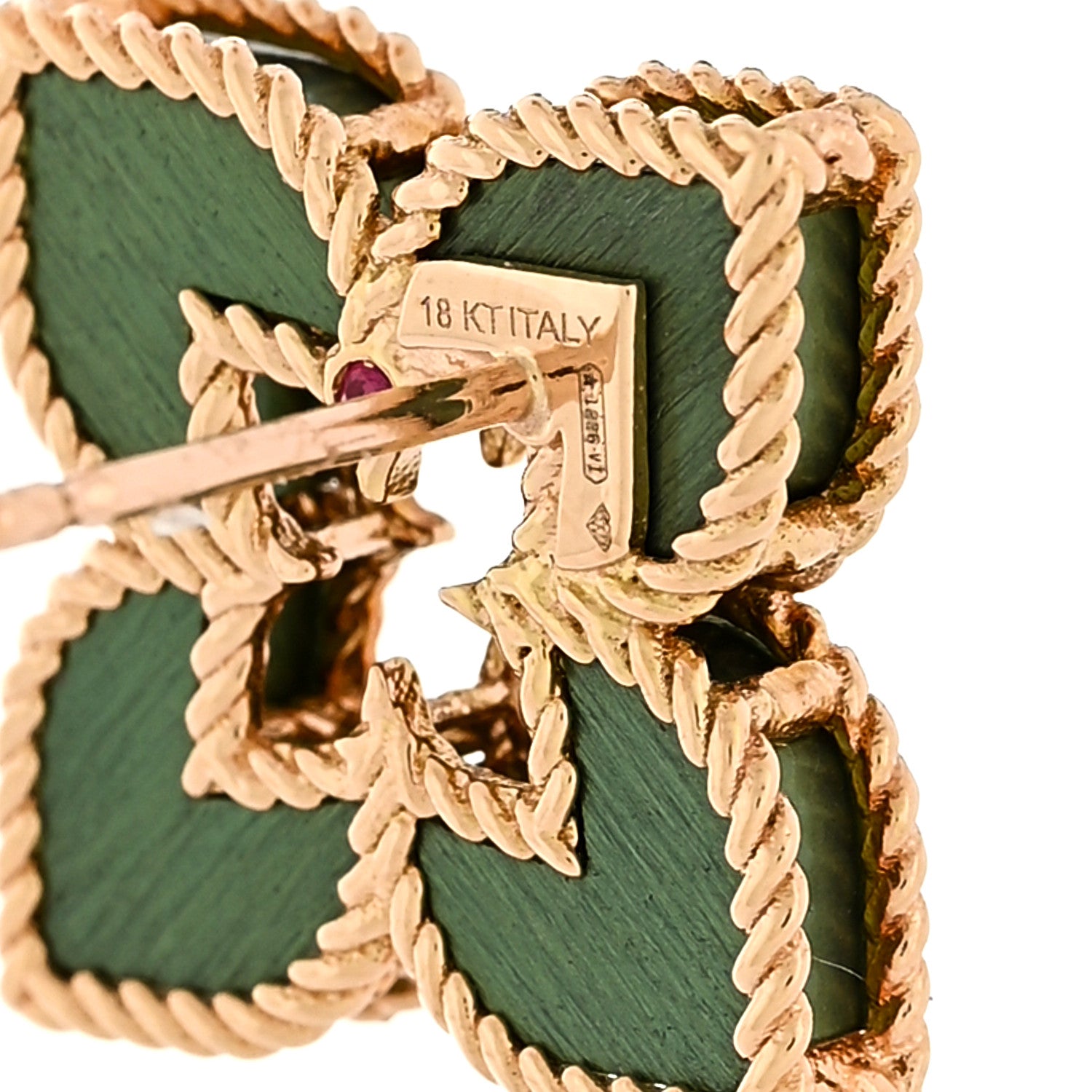 Roberto Coin 18K Rose Gold Titanium Diamond Venetian Princess Flower Earrings Green 4 of 4
