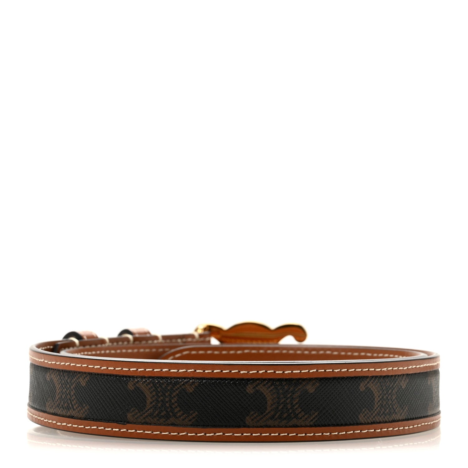 Celine Canvas Calfskin Medium 25mm Triomphe Belt 70 28 Tan 2 of 7