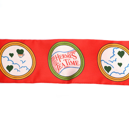 Hermes Silk Tea Time Twilly Rouge Vif Vert Multicolor 4 of 5