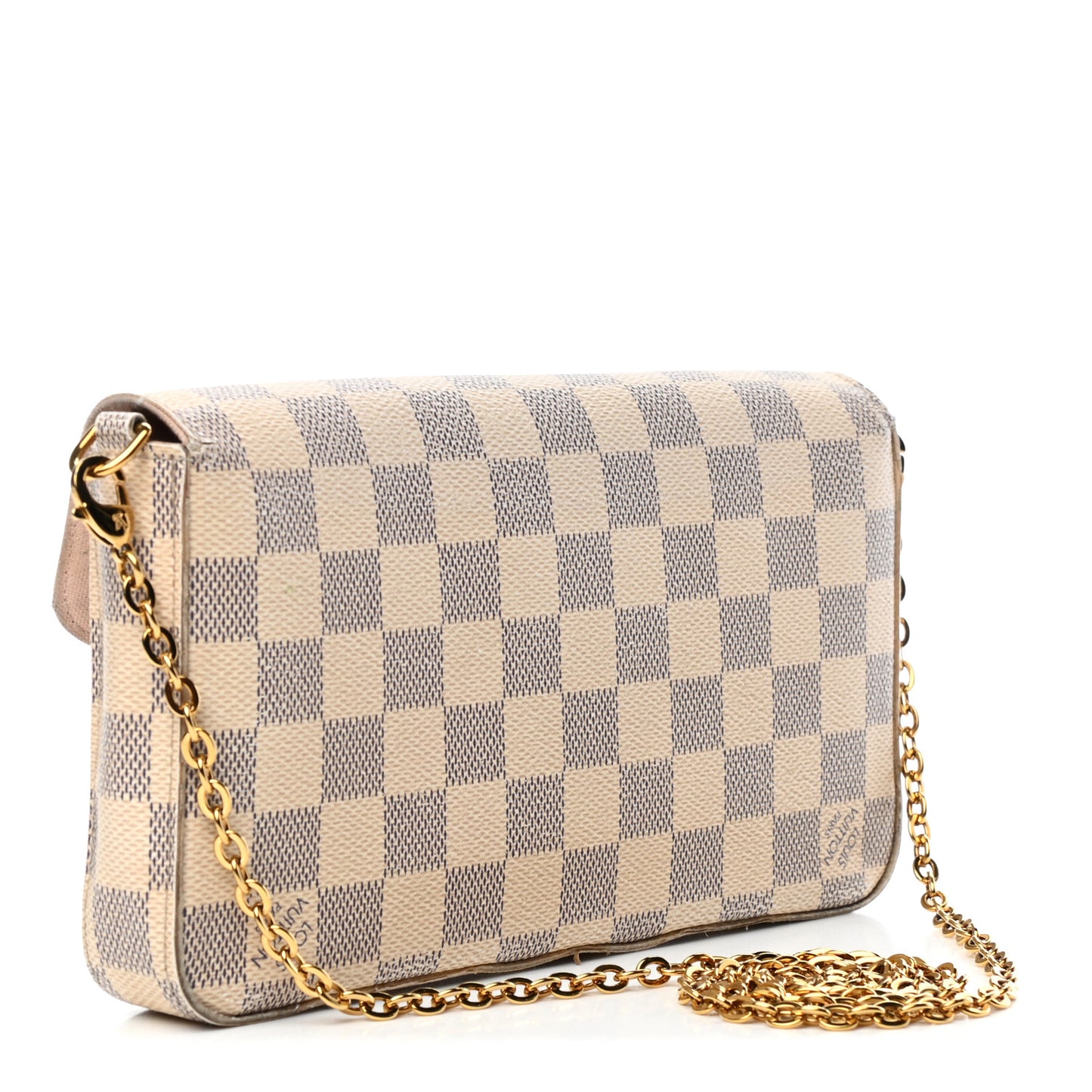 Damier Azur Pochette Felicie Chain Wallet Rose Ballerine
