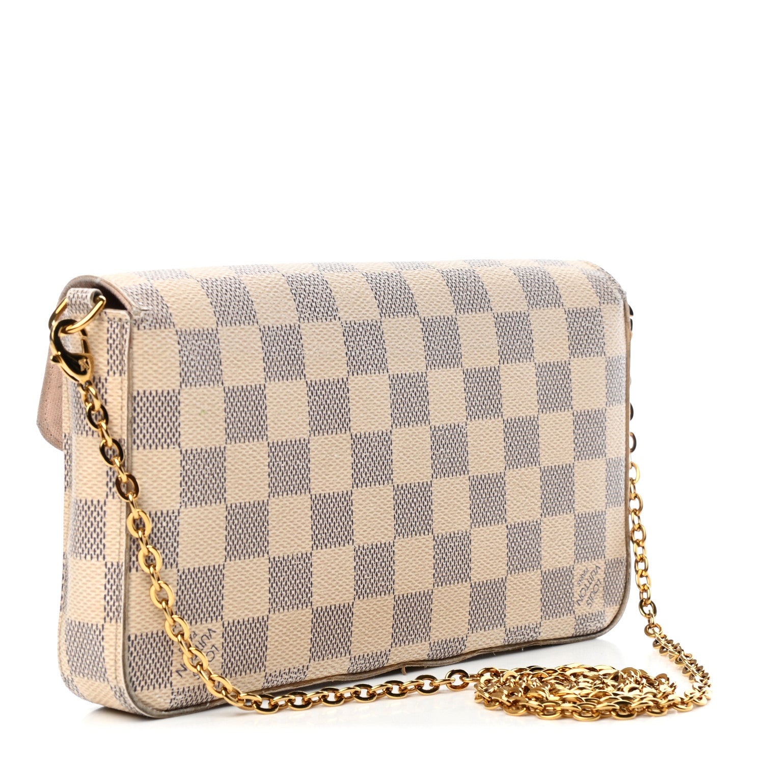Louis Vuitton Damier Azur Pochette Felicie Chain Wallet Rose Ballerine 2 of 4