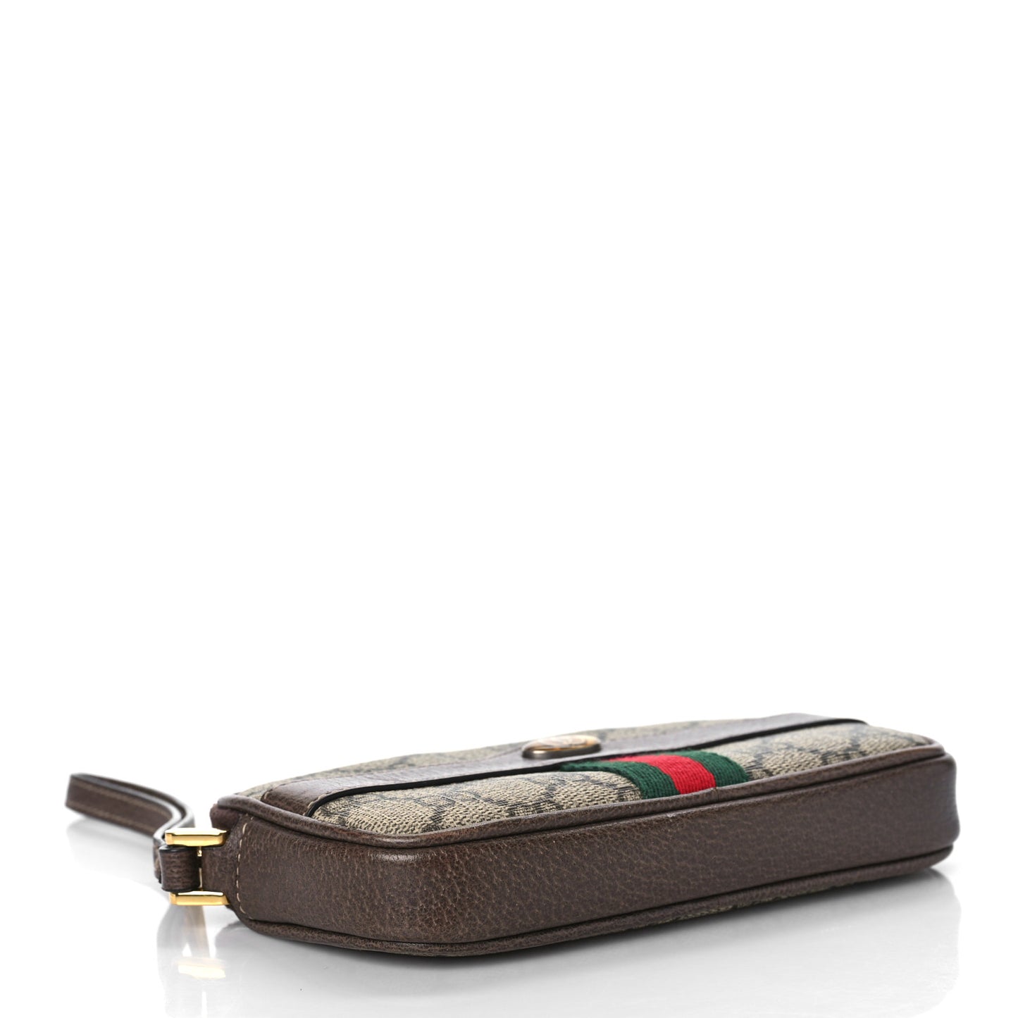 GG Supreme Monogram Ophidia Phone Case Wristlet Brown