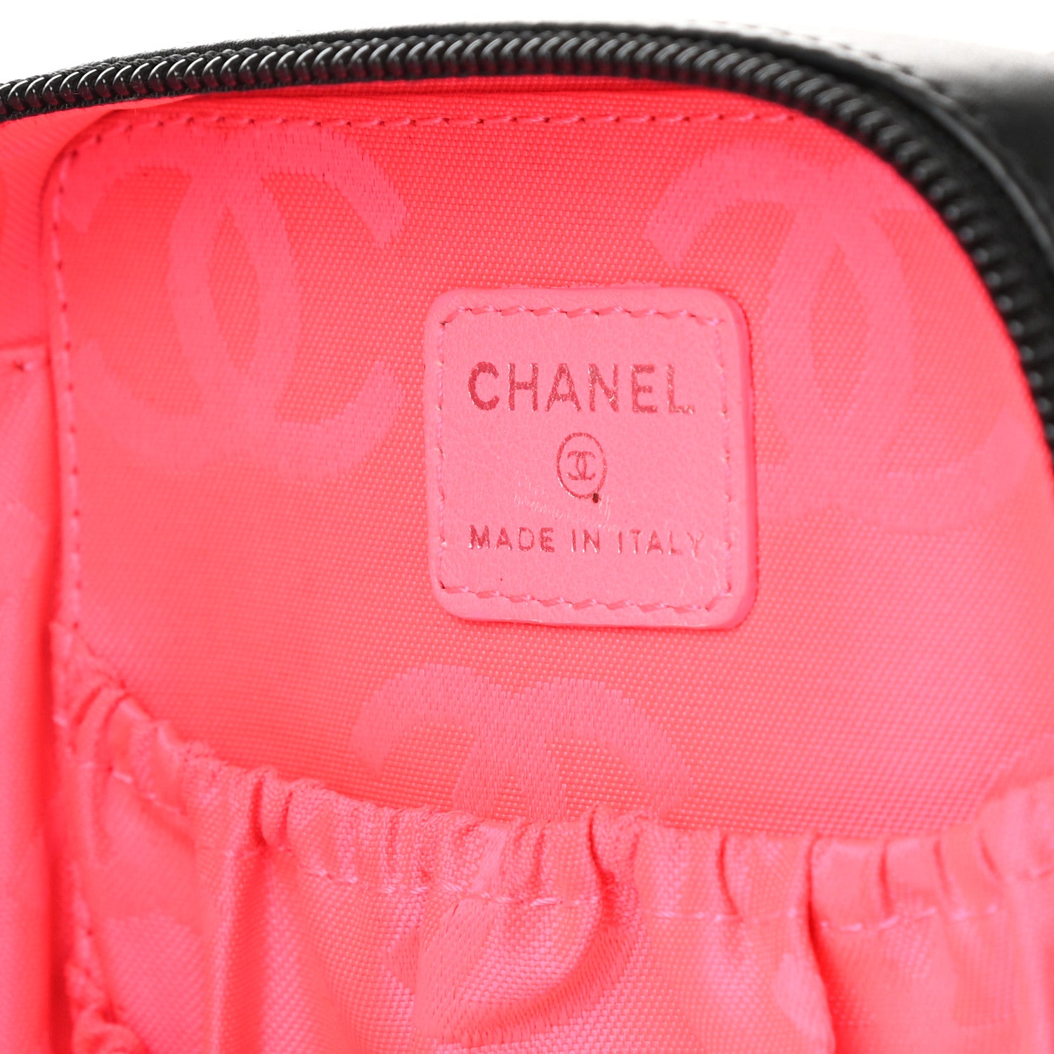 Chanel Calfskin Quilted Cambon Zip Around Cosmetic Pouch Black 7 of 10