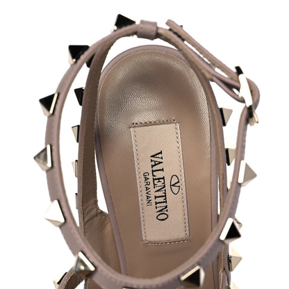 Valentino Garavani Pebbled Calfskin Rockstud Ankle Strap Pumps 36 Poudre 7 of 8