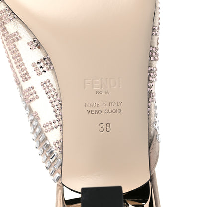 Fendi Technical Mesh Crystal FF Embellished Colibri 55mm Mules 38 Nude 6 of 8