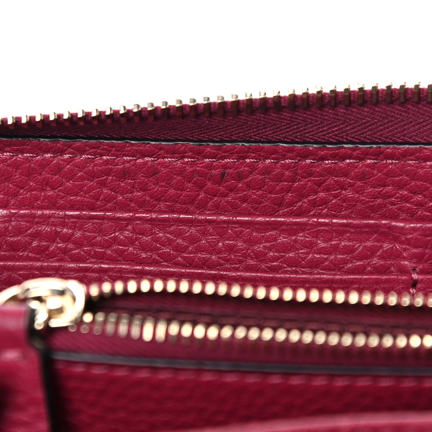 Pebbled Calfskin Rockstud Zip Around Wallet Raspberry