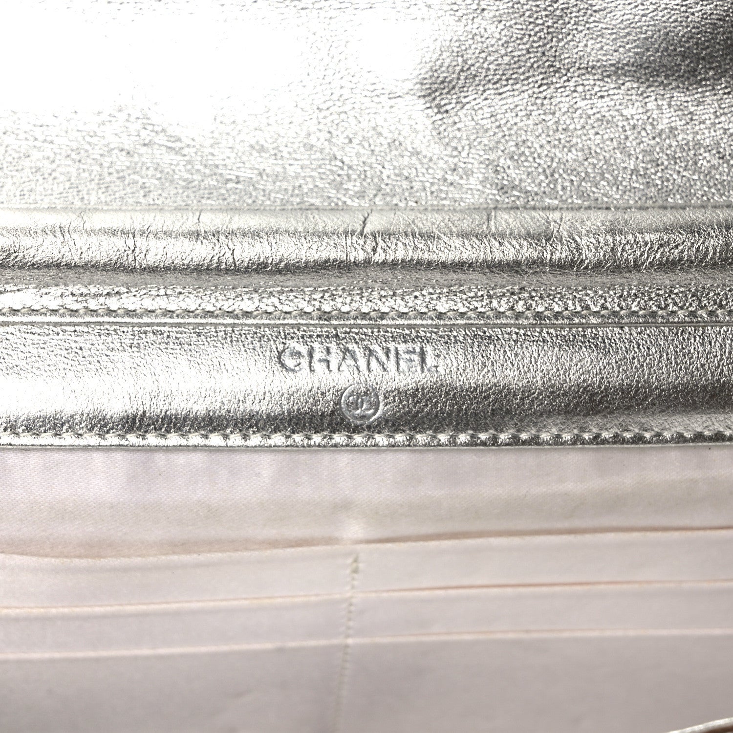 Chanel Nylon Travel Wallet On Chain WOC Metallic Silver 6 of 13