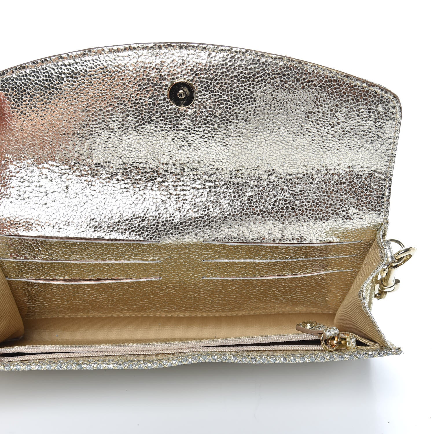 Jimmy Choo Glitter Fabric Large Riane Clutch Champagne 5 of 9