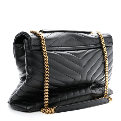 Saint Laurent Calfskin Y Quilted Monogram Large Loulou Chain Satchel Black 3 of 12