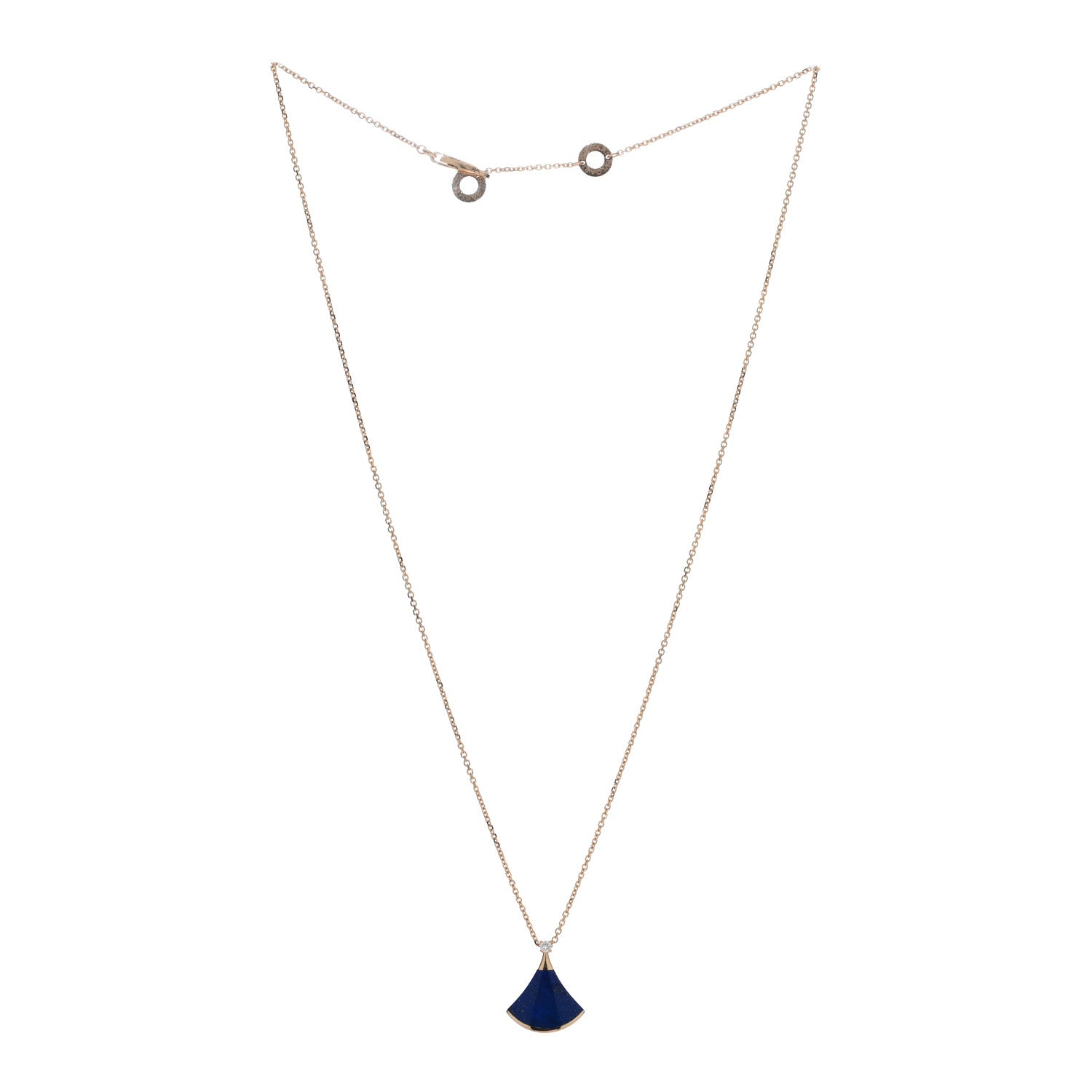 Bulgari 18K Rose Gold Diamond Lapis Lazuli Divas' Dream Pendant Necklace 3 of 13
