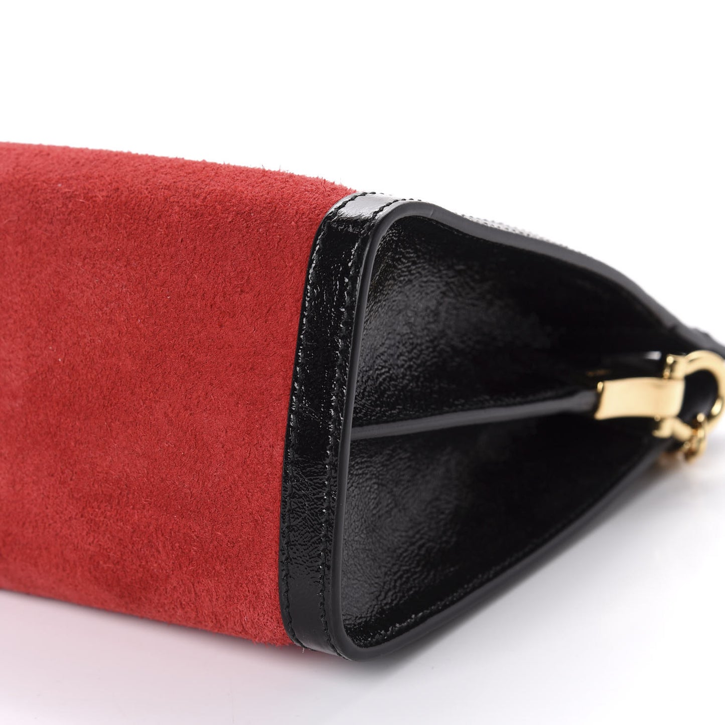 Suede Patent Web Medium Ophidia Chain Shoulder Bag Hibiscus Red Black