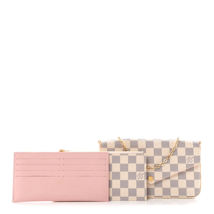 Louis Vuitton Damier Azur Pochette Felicie Chain Wallet Rose Ballerine 3 of 11