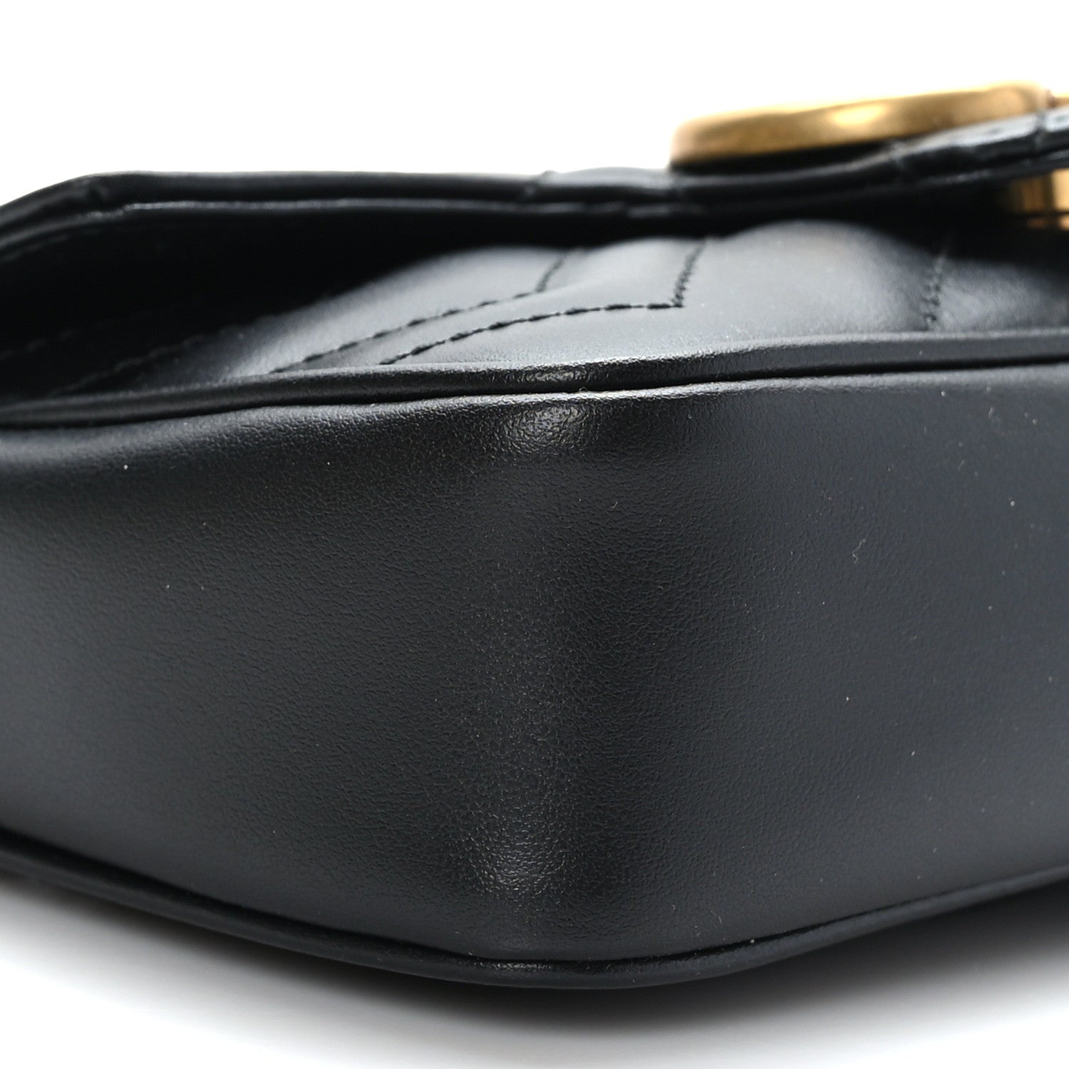 Gucci Calfskin Matelasse Super Mini GG Marmont Shoulder Bag Black 8 of 10