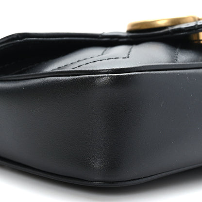 Gucci Calfskin Matelasse Super Mini GG Marmont Shoulder Bag Black 8 of 10