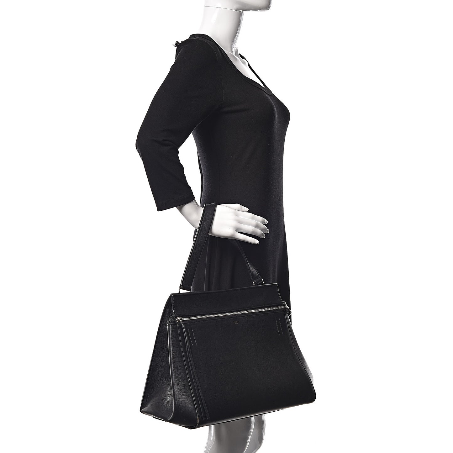 Grained Calfskin Medium Edge Shoulder Bag Black