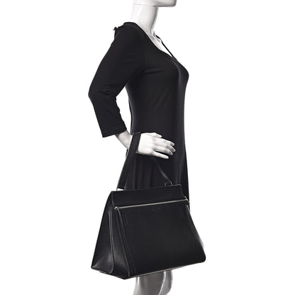 Celine Grained Calfskin Medium Edge Shoulder Bag Black 2 of 13