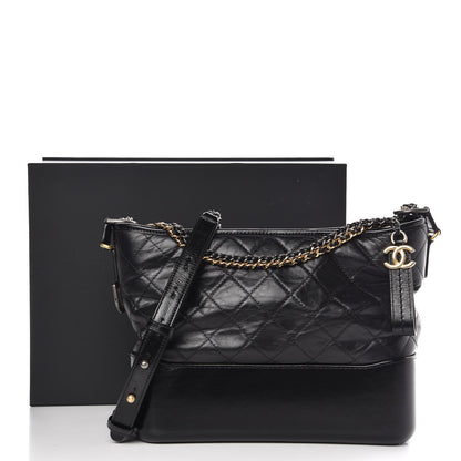 Chanel Aged Calfskin Quilted Medium Gabrielle Hobo Black 10 of 10