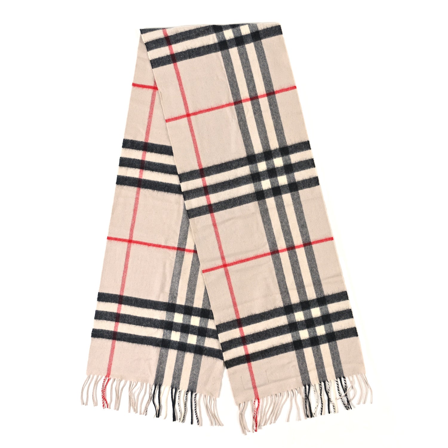Burberry Cashmere House Check Fringe Scarf Camel 2 of 3