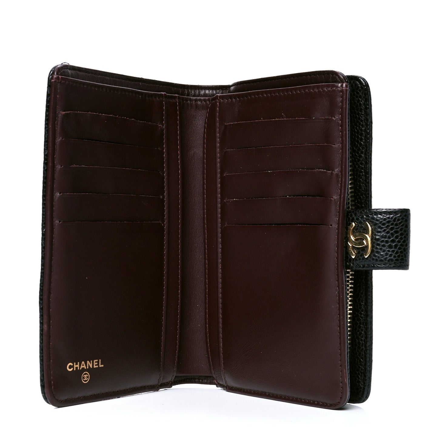 Caviar Quilted Zipped Pocket Wallet Black