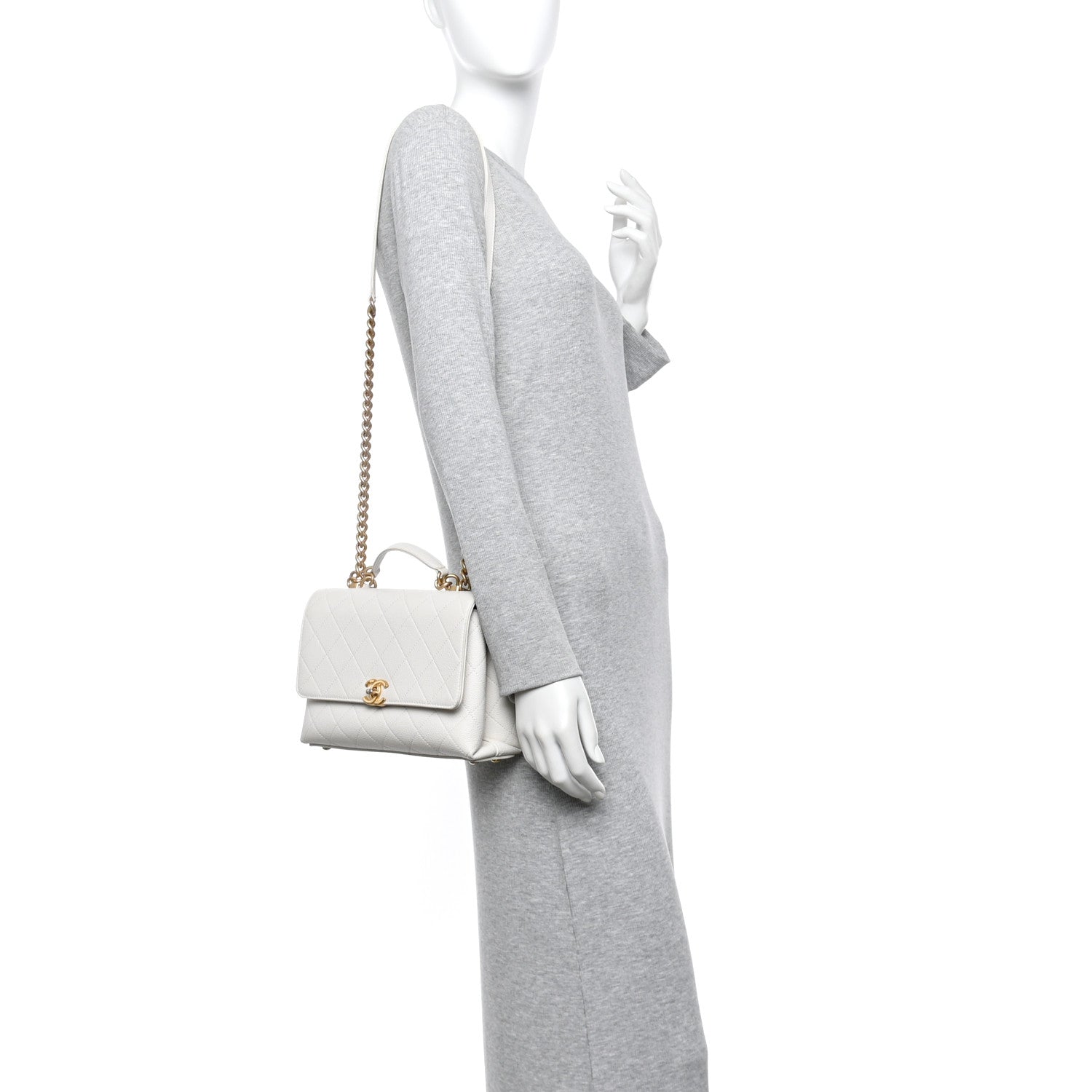 Chanel Grained Calfskin Small Stitched Flap White 2 of 11