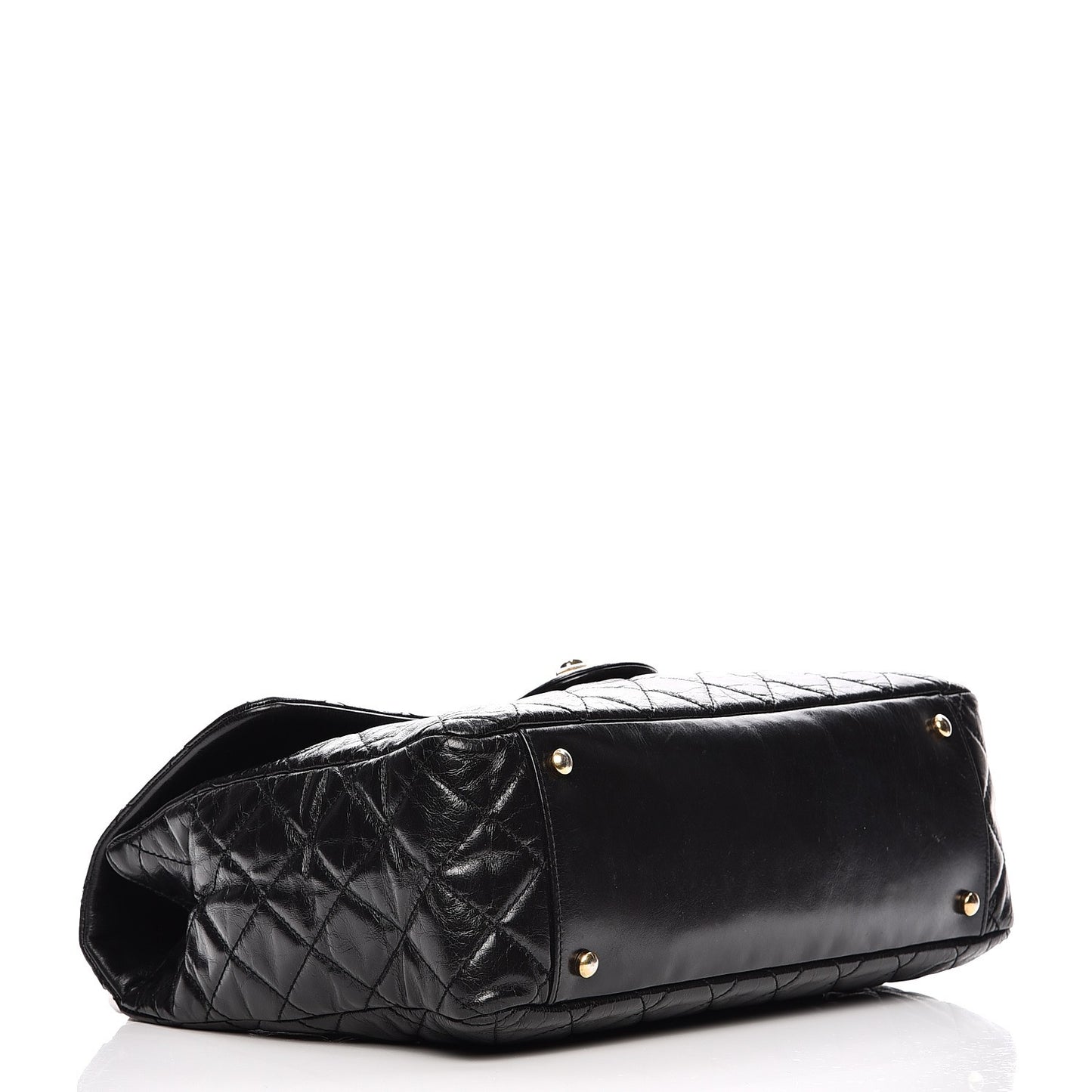 Glazed Calfskin Castle Rock Large Flap Black Burgundy