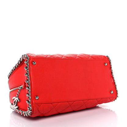 Chanel Washed Lambskin Chain Around Bowler Red 4 of 11