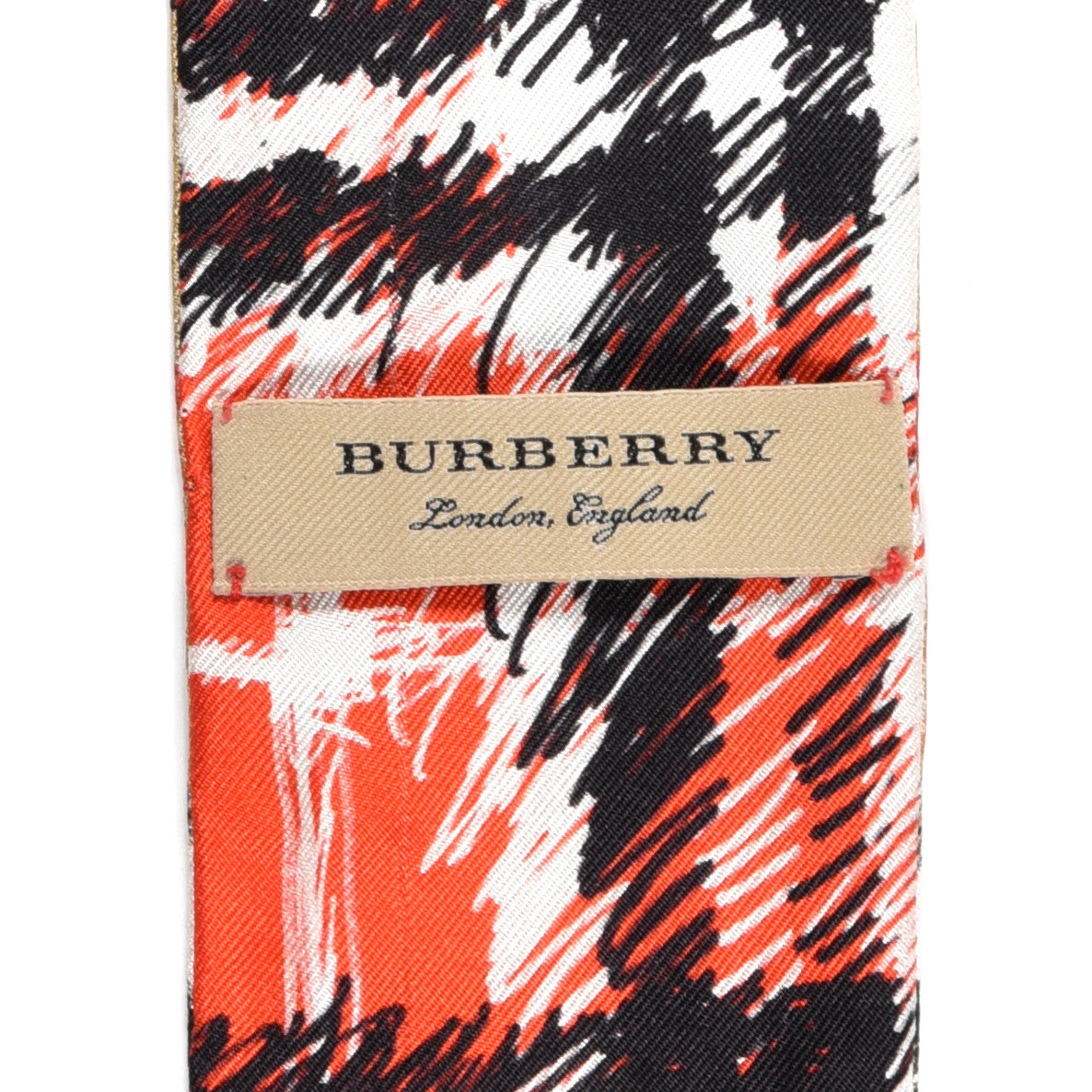 Silk Disruptive Check Scribble Print Skinny Scarf Bright Red