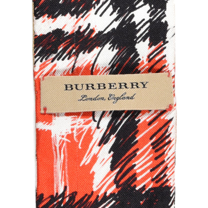 Burberry Silk Disruptive Check Scribble Print Skinny Scarf Bright Red 3 of 3