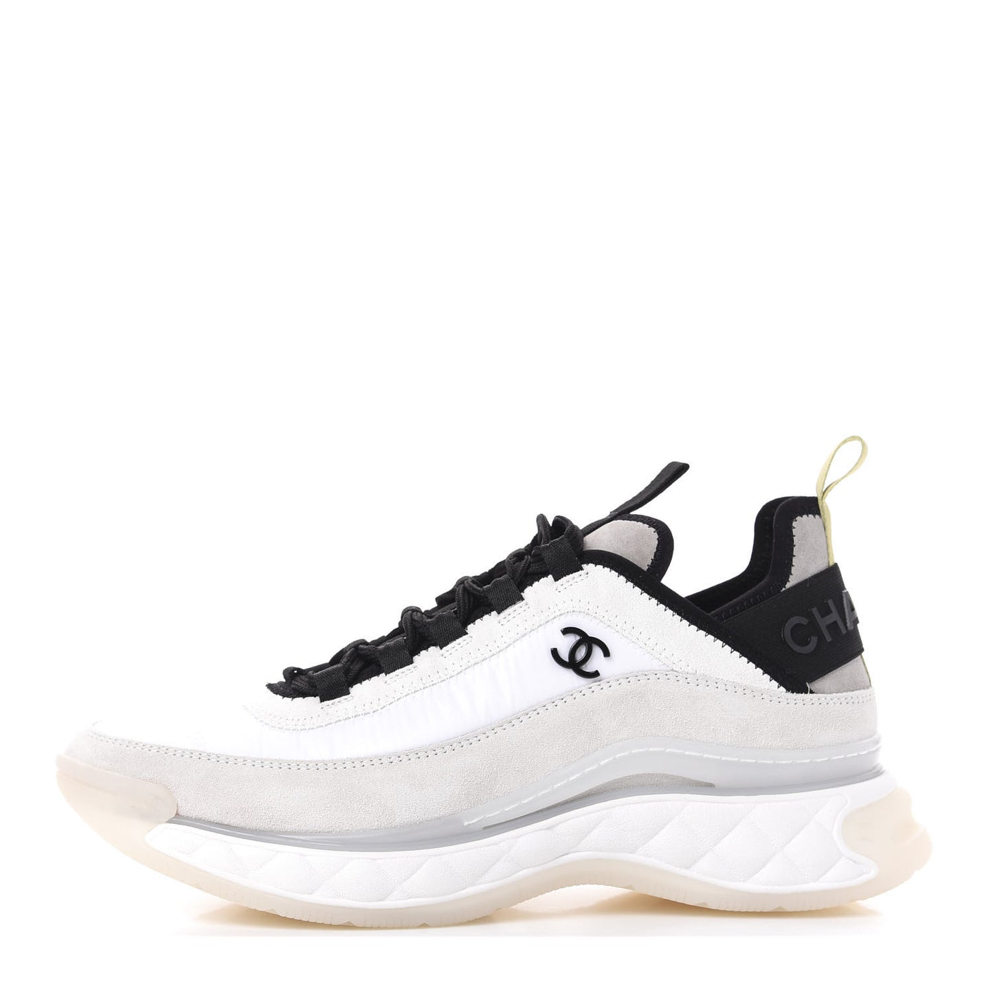 Nylon Calfskin Suede CC Sneakers 39 White Grey Yellow