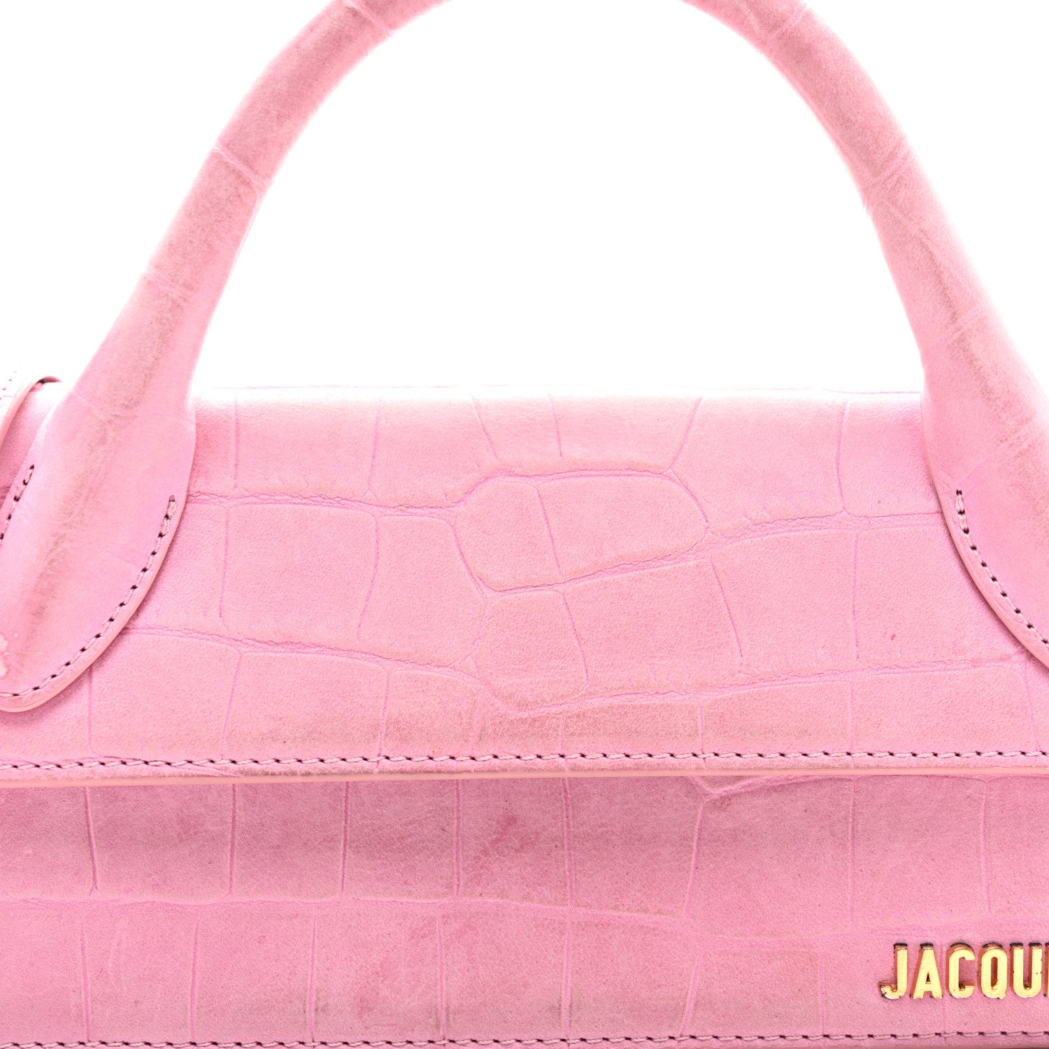 Jacquemus Nubuck Crocodile Embossed Le Chiquito Long Pink 6 of 9