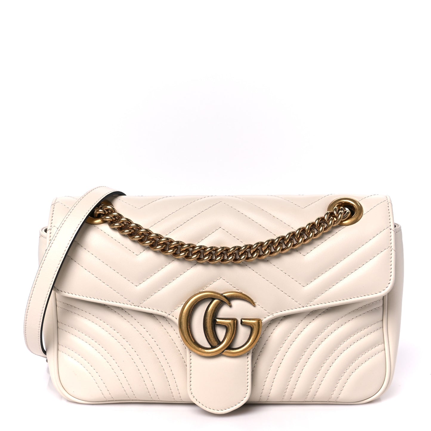 Calfskin Matelasse Medium GG Marmont Shoulder Bag White