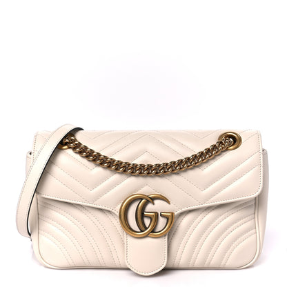 Gucci Calfskin Matelasse Medium GG Marmont Shoulder Bag White 1 of 11